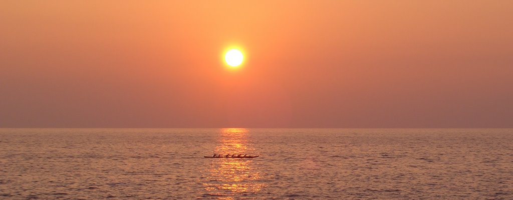 Canoe at sunset from Sea Village by Richard Ainsworth