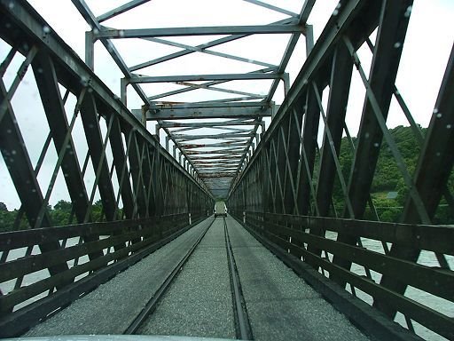 Taramakau River bridge, with railway line on the deck by EcologistGreg