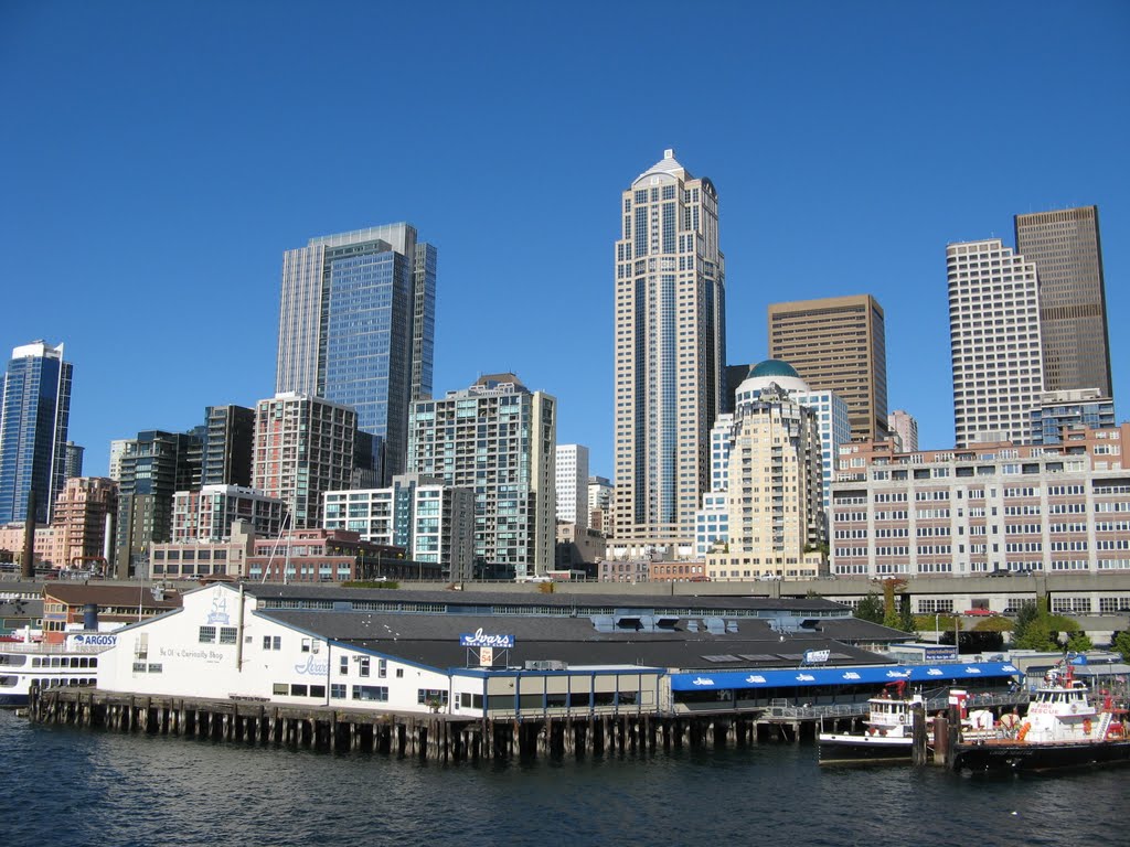 Sep 2009 - Seattle, Washington. Downtown Seattle from the ferry. by BRIAN ZINNEL