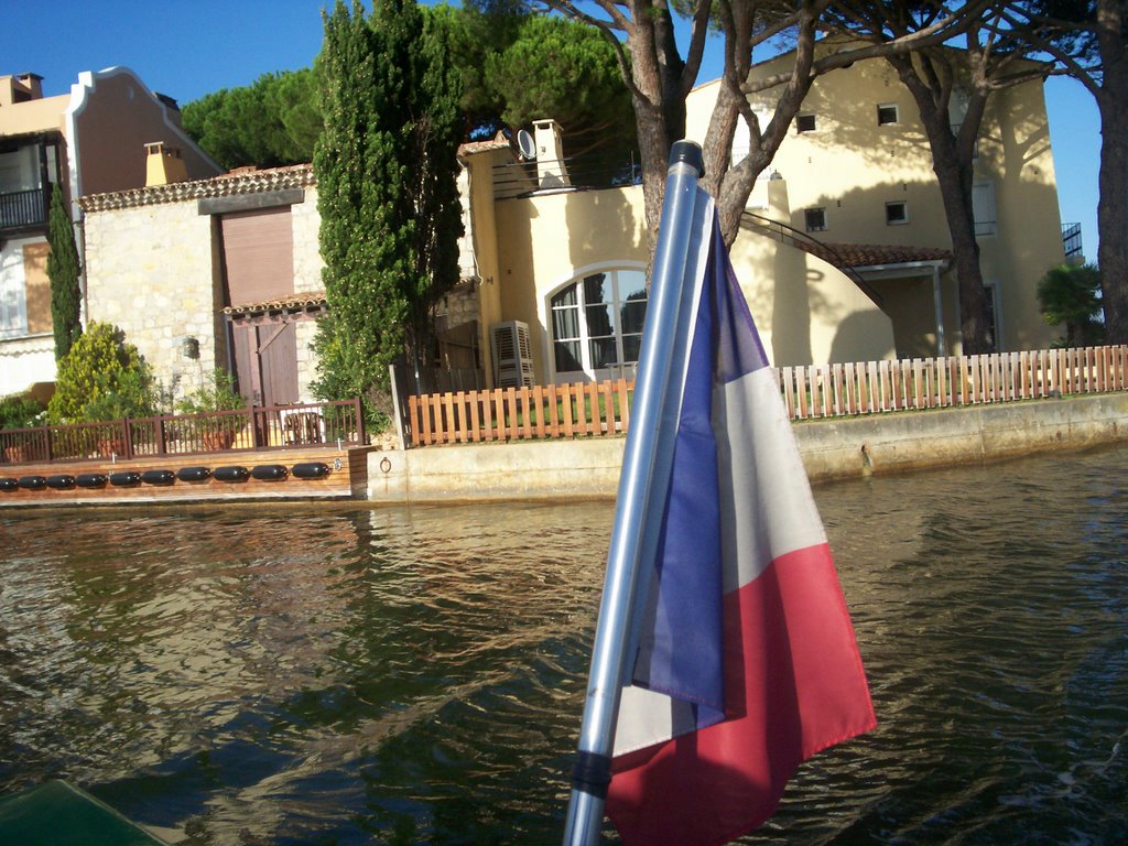 France Flag in Port Grimaud Boat by Luis Archer