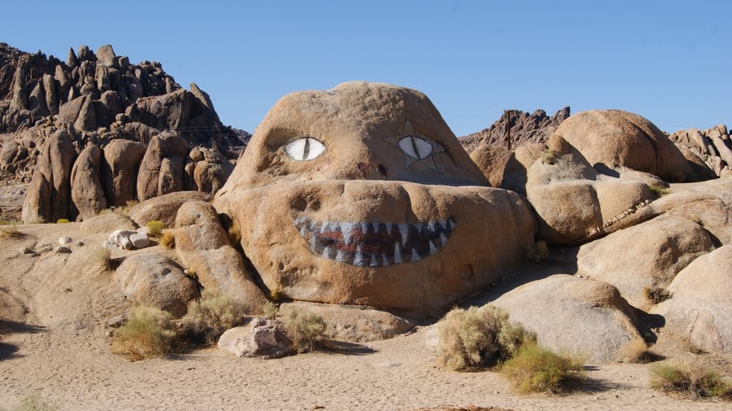 A rock with a face in the Alabama Hills by tomguiss