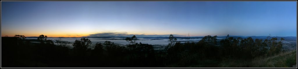 Sunrise panorama over Lavington and Albury, from Red Light Hill. by Peter Neaum