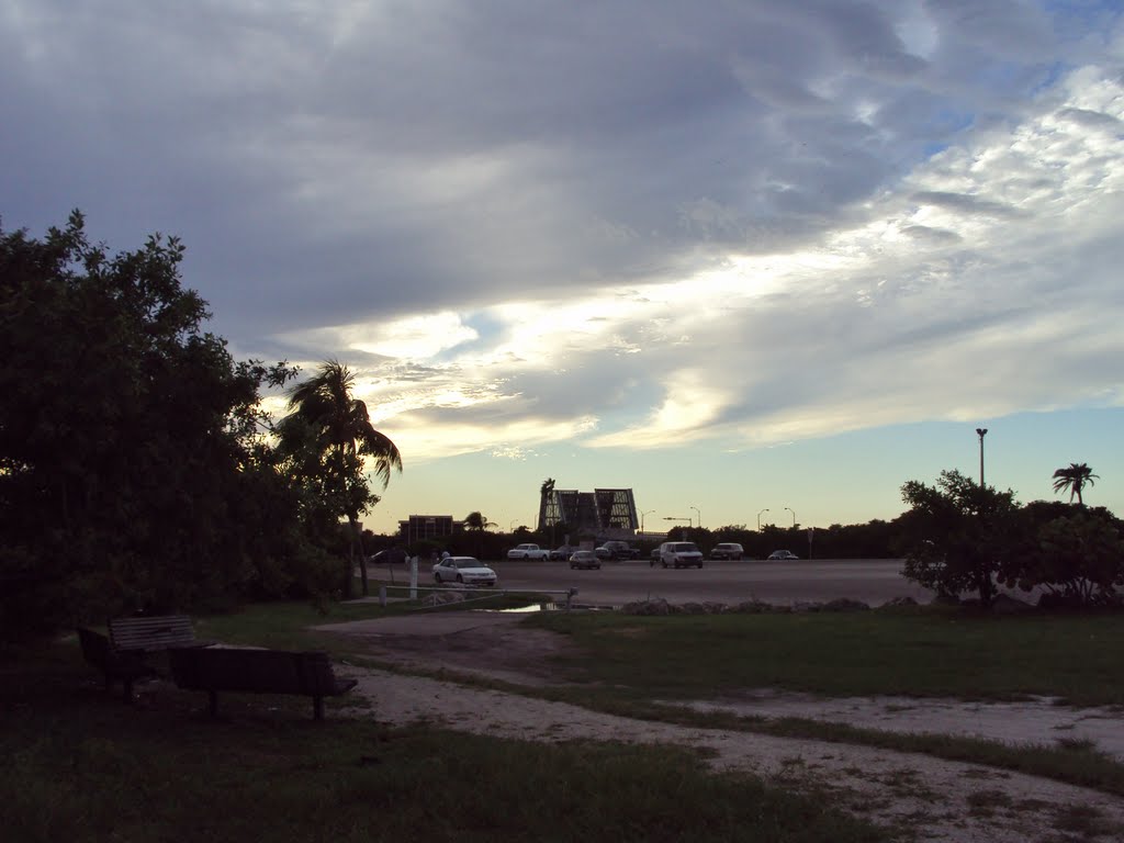 Sunset & Bridge from Pelican Harbor Park by JMLRUSB