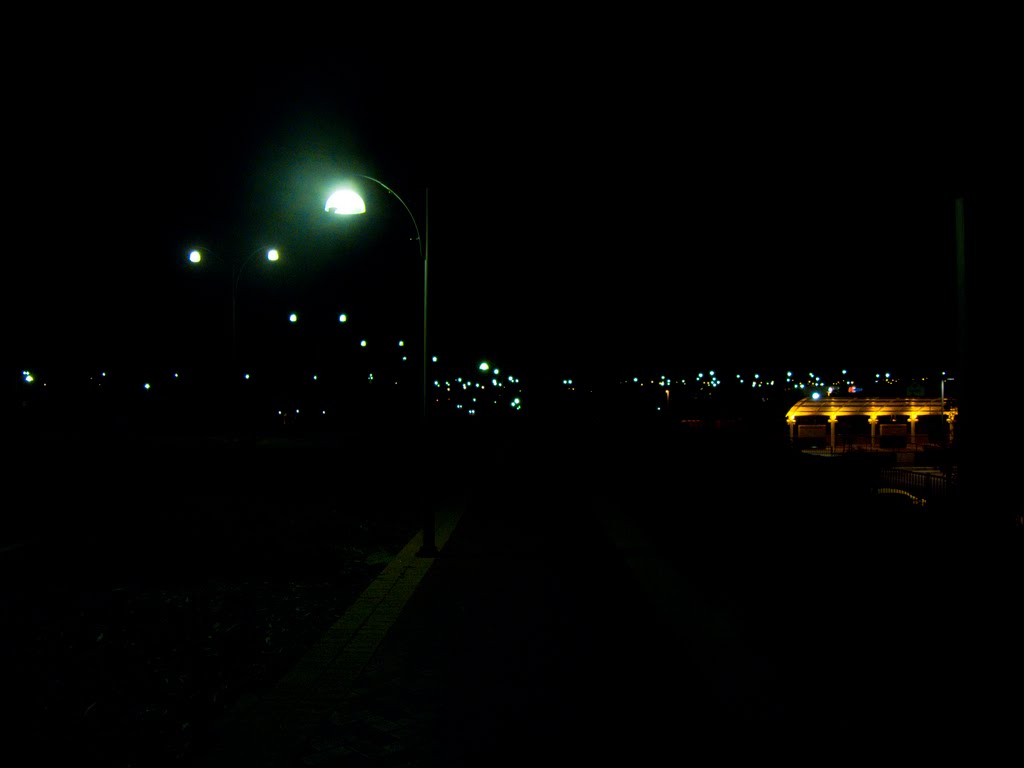 Collier Pass and the train station at night by Dylan Hewson