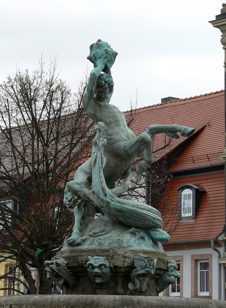 Frohburg - Details des Centauren-Brunnen (erb. 1899/ restaur.1998) auf dem Marktplatz by Thomas Eichler