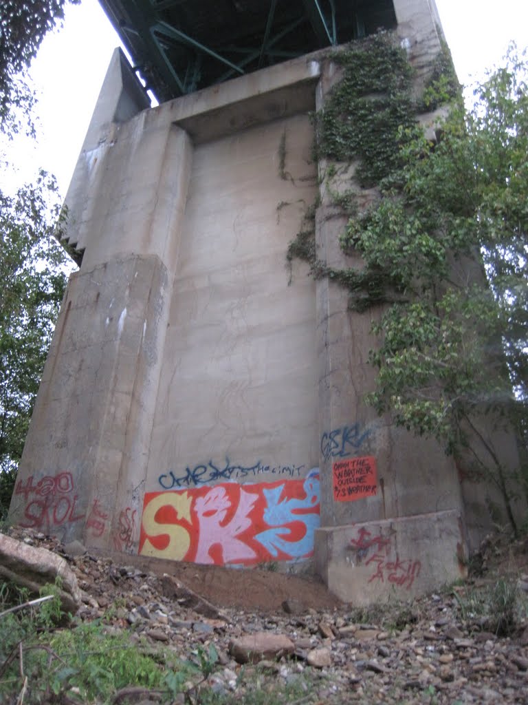 Graffitti on the base of the route 522 bridge by midatlanticriverrat