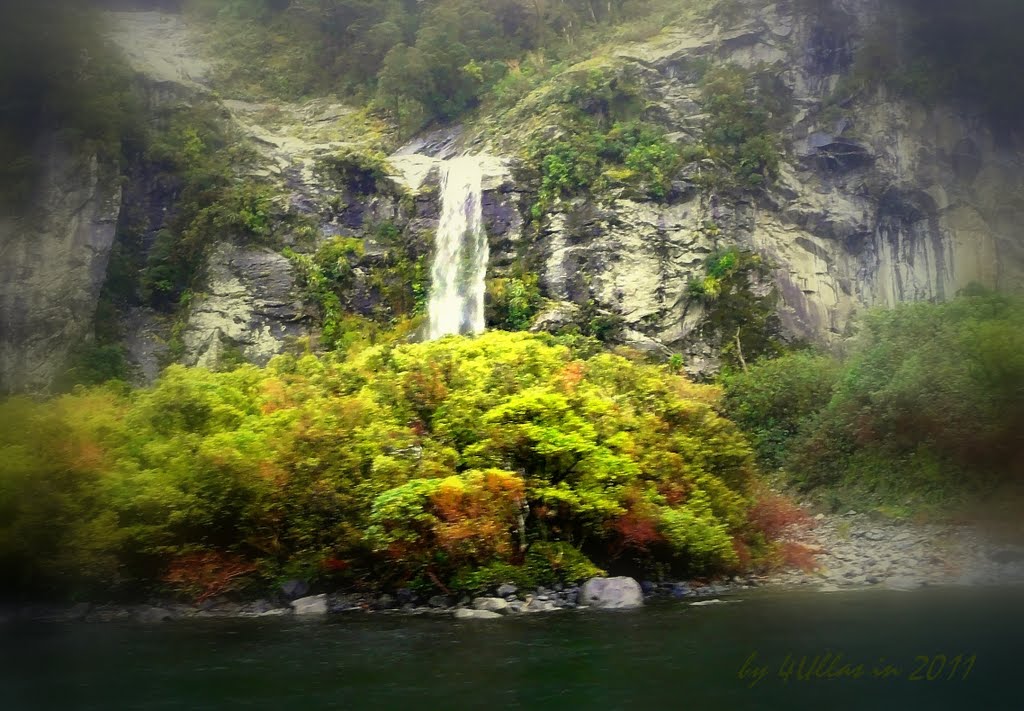 Cascade in Milford Sound, Fiordland, South Island, New Zealand by 4ullas