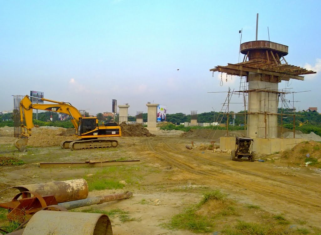 Kuril Flyover- Construction in Progress (columns) by Shameem Bakhshi