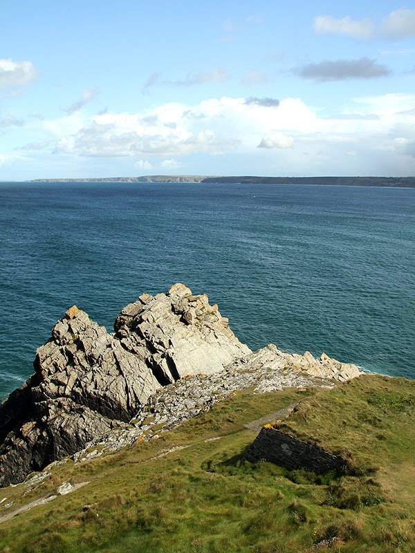 Cliffs at Newquay Cornwall UK by Russell Marsh