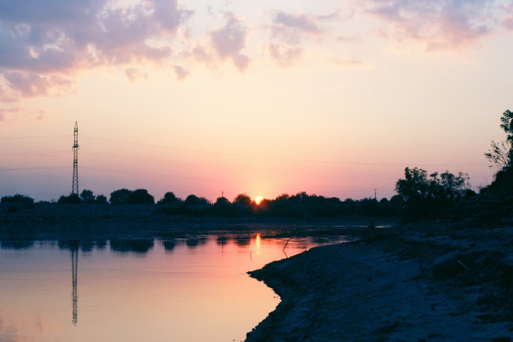 The kuban river at dusk by Alexey Komarov