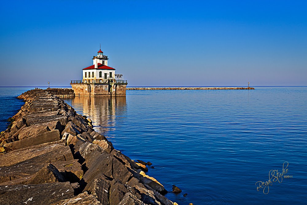 Lighthouse at the Port of Oswego by Everet D. Regal