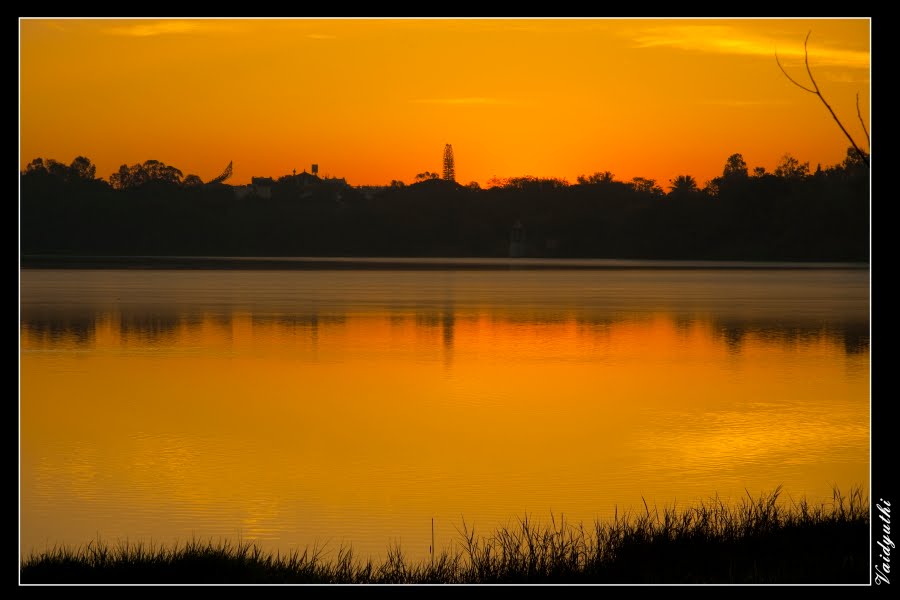 Sunrise at Kukkarahalli Tank, Mysooru, View 1. by V Rajabhrthya