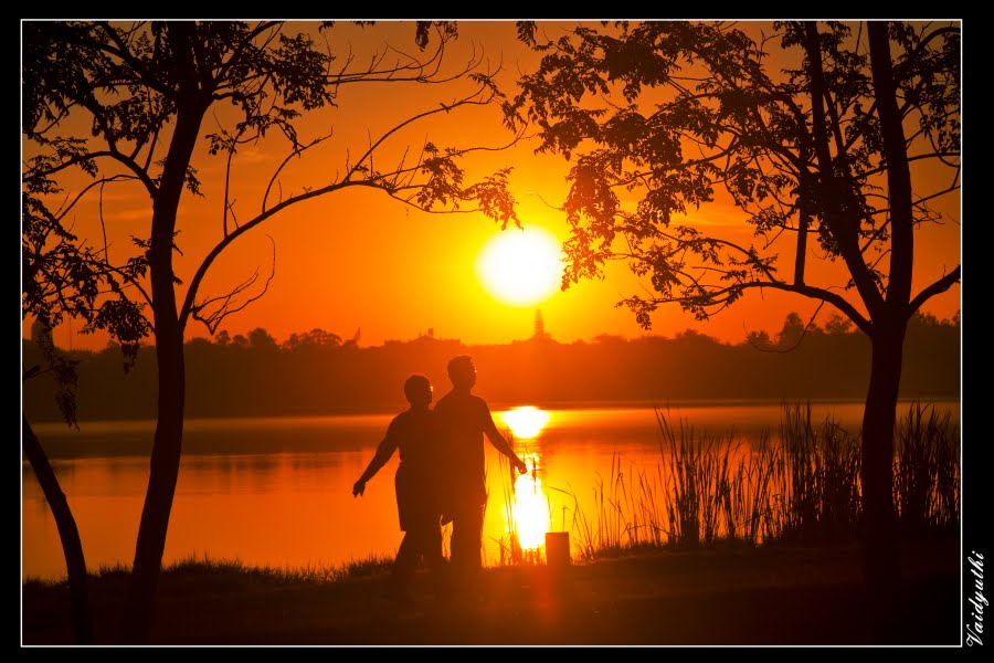 Sunrise at Kukkarahalli Tank, Mysooru, View 6. by V Rajabhrthya