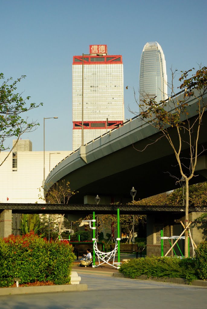 Shun Tak Building and Two IFC viewed from Sun Yat Sen Memorial Park by Suzanna Chan