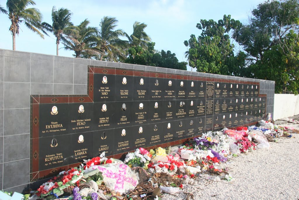 Memorial Wall to those lost at Sea in the Sinking of the "Princess Ashika", 5 August 2009. by Ian Stehbens