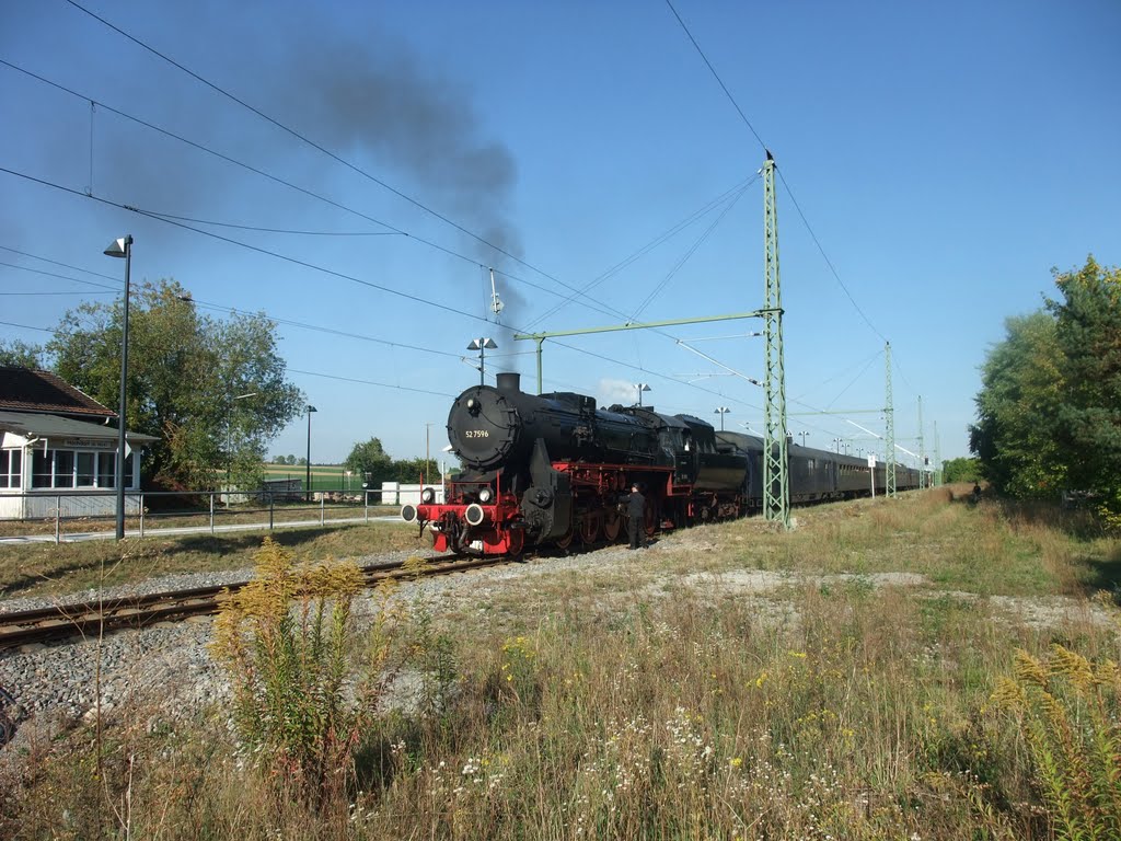 Nagol-Hochdorf. die 52 7596 vor dem ER-Sonderzug im Hochdorfer Bahnhof by Dieter Zinser (RDZfd…