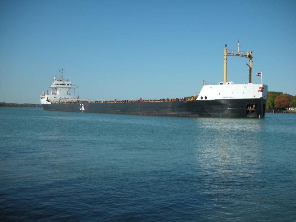 Cedarglen (Montreal) ore boat near Raber ferry dock by Donald T