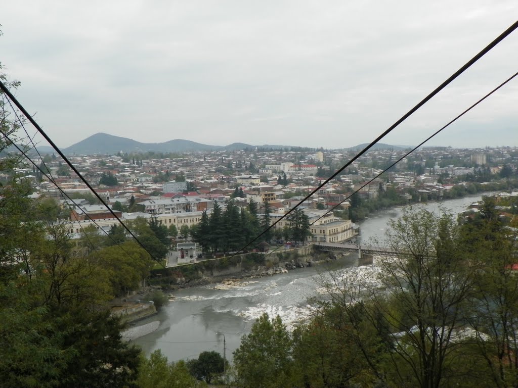 Historical downtown seen from the ropeway upper station, Kutaisi by Pogromca Gašnič