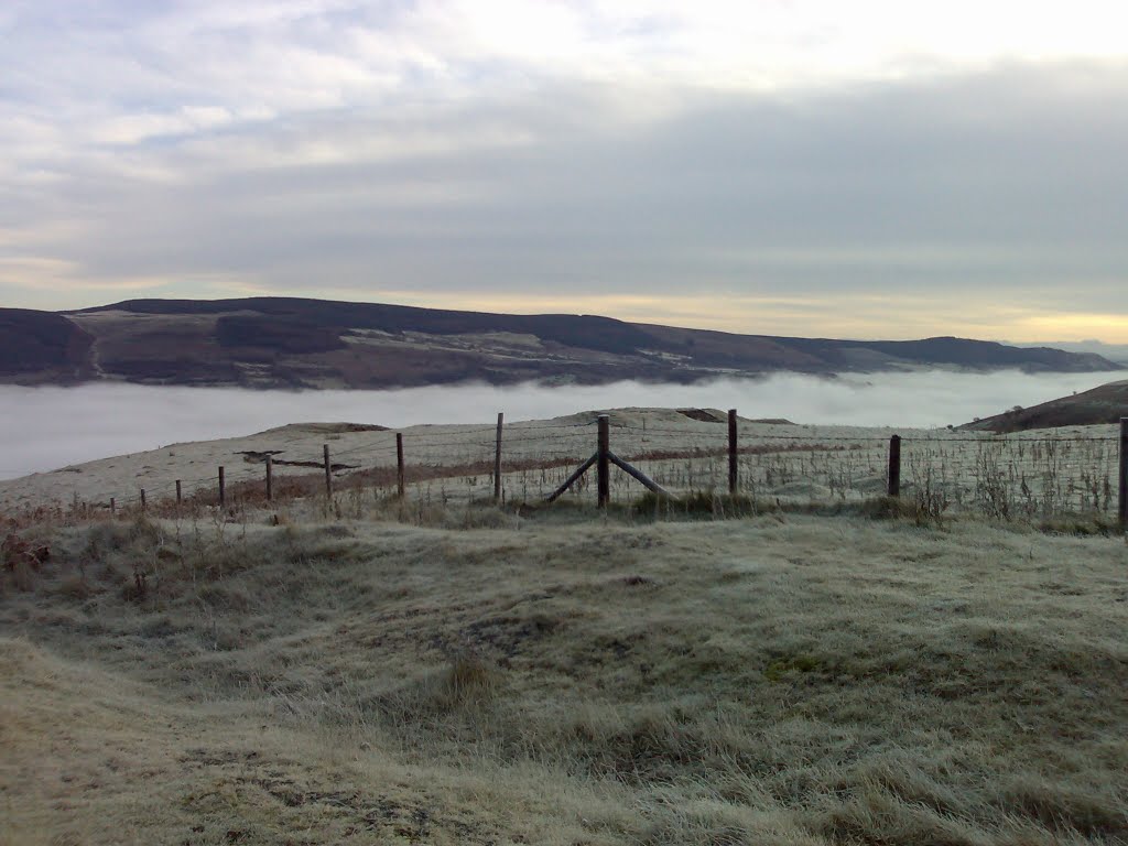 Cynon Valley full of fog, from mountain. by ivanmichaelovitch