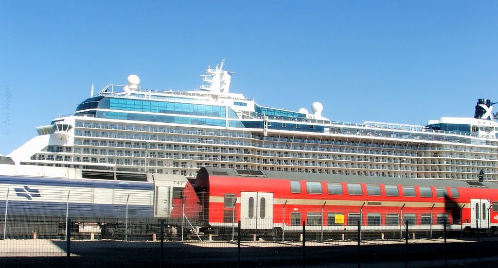 Giant cruise ship in Haifa port by Avi Kogan