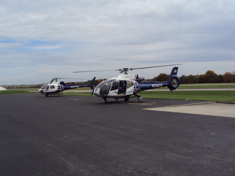 2 Med helicopters at Mount Sterling,Ky. airport for FAA training 10/11/2011 by Walter Lester