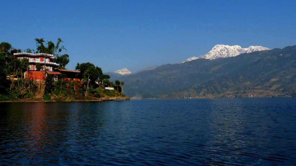 Dhaulagiri and Annapurna from Pokhara Lake by Pedro I