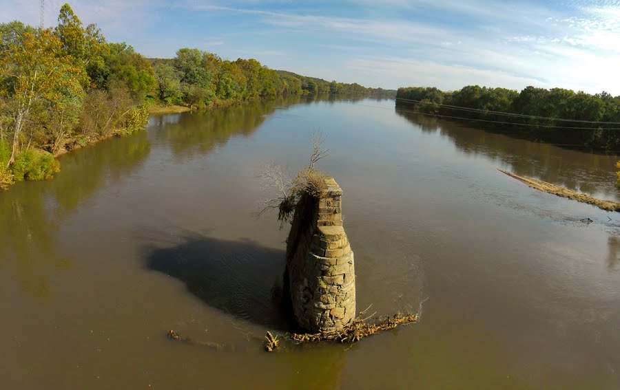 Old Bridge Piling in the Middle of the James River, Cartersville, Cumberland County, VA. by r.w.dawson