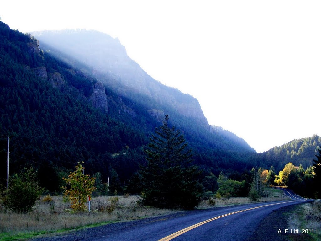 Indian Point from Wyeth Road. Columbia River Gorge, Oregon. October 17, 2011. by A. F. Litt