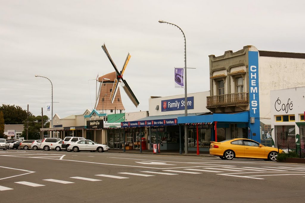 Main Street Shops & Windmill by Fritz Schöne