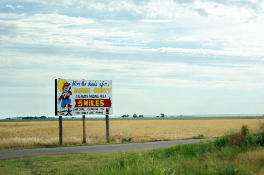 2011, Alfalfa, Oklahoma, USA - along Rte 64 field and sign by Qwilleran