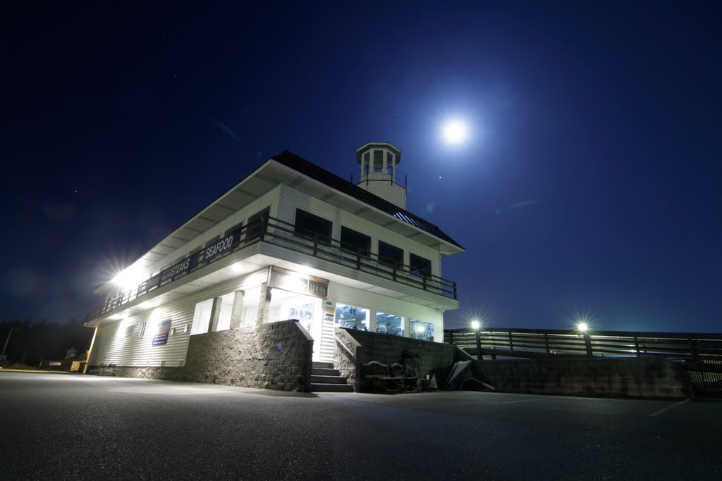 House by Crescent City Harbor under moon light by bunlee