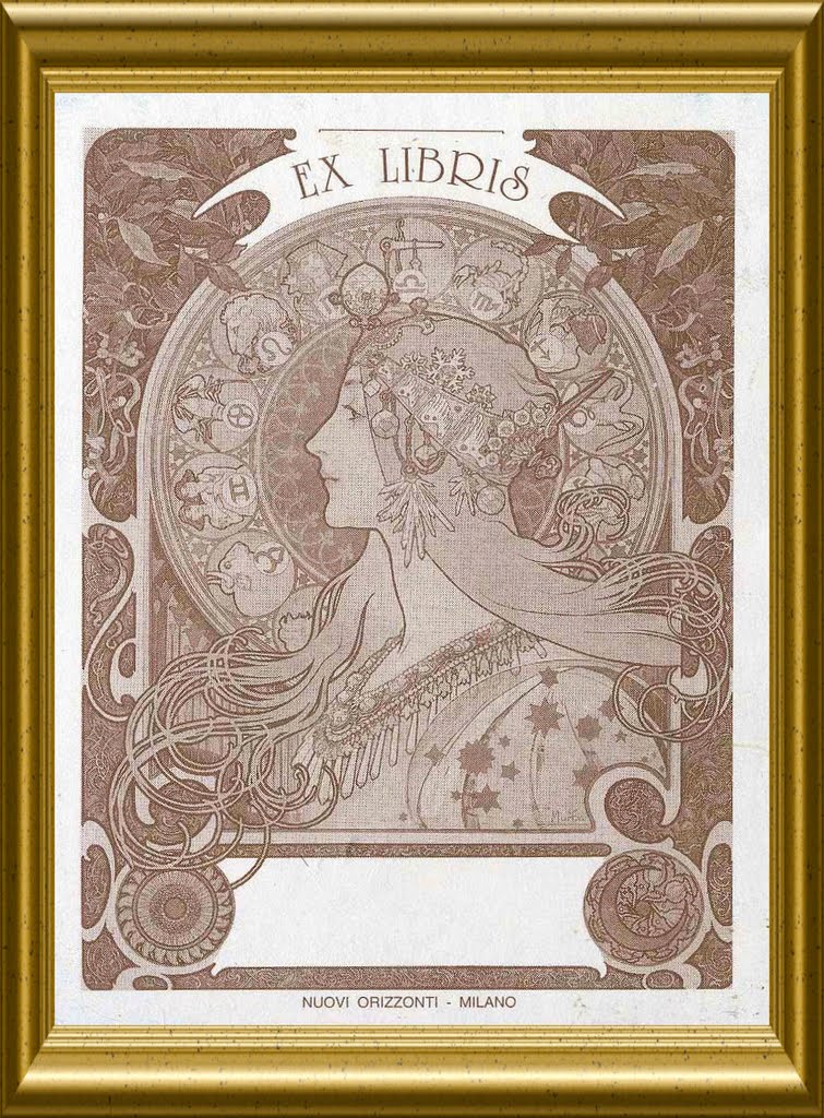 Milano - Ex Libris - La Regina dello Zodiaco di Alfons Mucha - Nel 1894 Mucha viene incaricato di realizzare un poster per pubblicizzare Gismonda l'opera teatrale di Victor Sardou, protagonista Sarah Bernhardt - Editrice Nuovi Orizzonti Milano - 2669 views by Marinella Ines Rusmi…