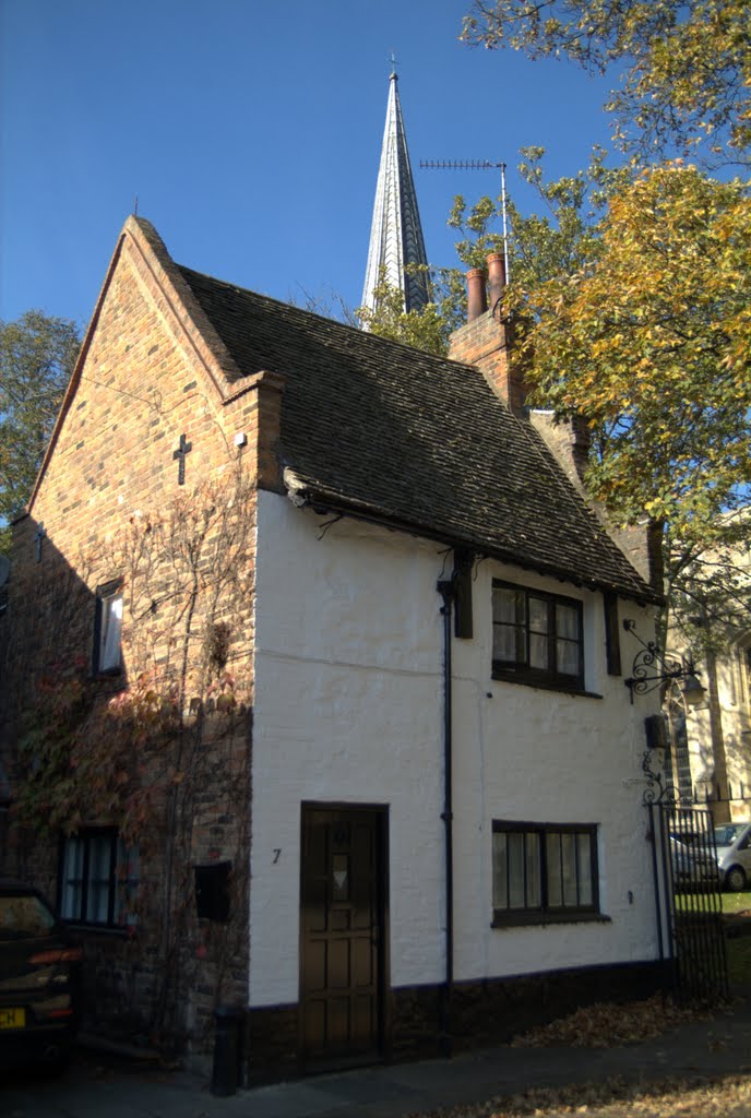 White house with Church steeple in background, Kings Lynn, Norfolk. by digitography