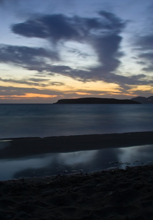 Night falls at Komito beach, Syros island, Greece by George Messaritakis