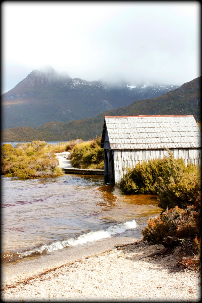 Dove lake boat shed by karen grohn