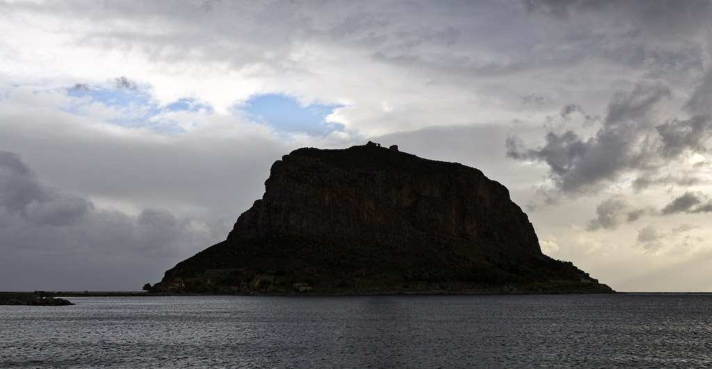 The rock of Monemvasia on a winter's morning, Peloponese, Greece by George Messaritakis