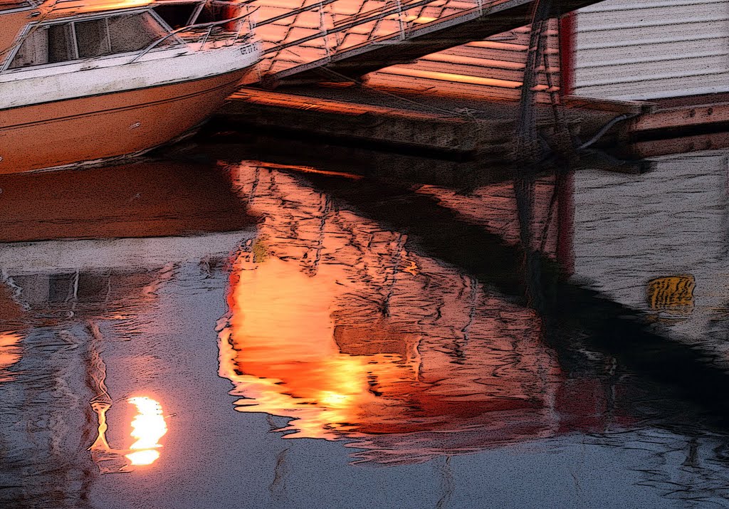 Autumn Twilight Reflection in Charleston Harbor by Suzi in Oregon