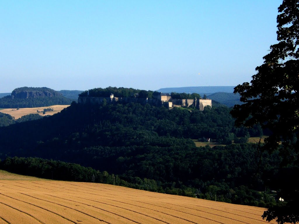 Blick vom Kleinen Bärenstein auf die Festung Königstein by matches69