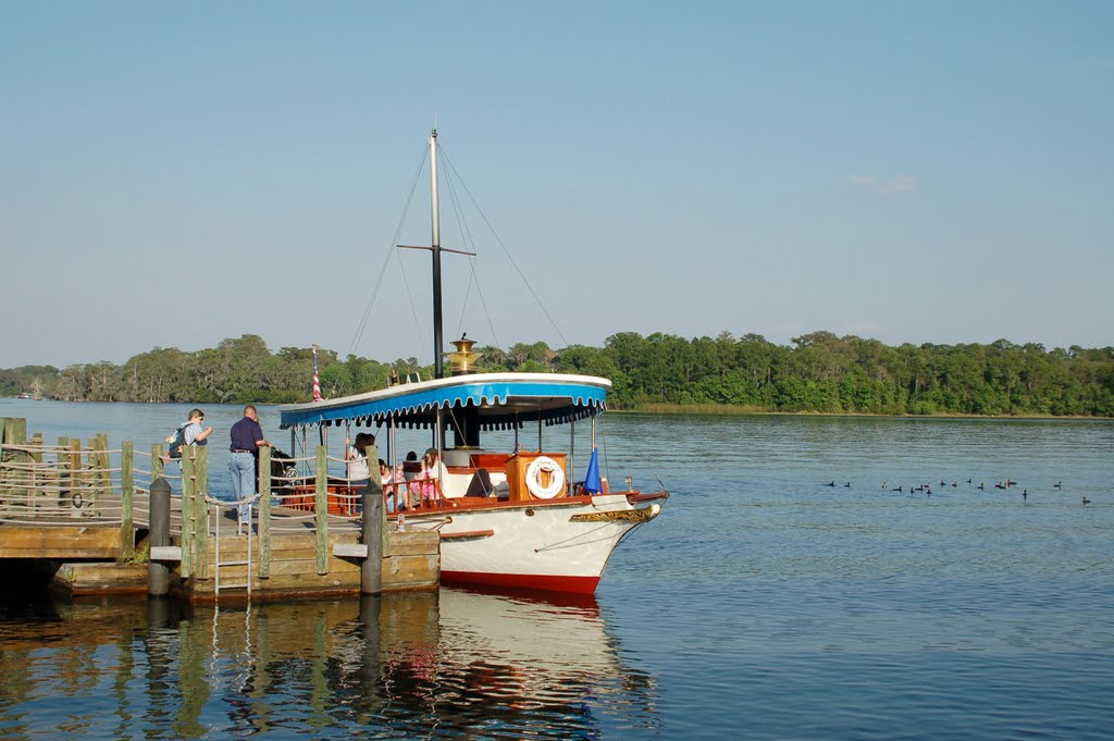 Northwest Boat Dock at Wilderness Lodge, Disney World, Lake Buena Vista, FL by Scotch Canadian