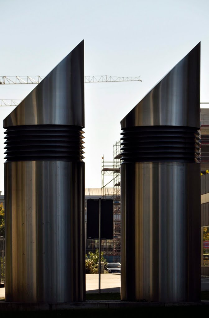 Heidelberg. Neuenheimer Feld. 'Sharp Edged Parkdeck Ventilation Towers' - 'Scharfkantige Tiefgaragenbelüftungschächte' by ®mene