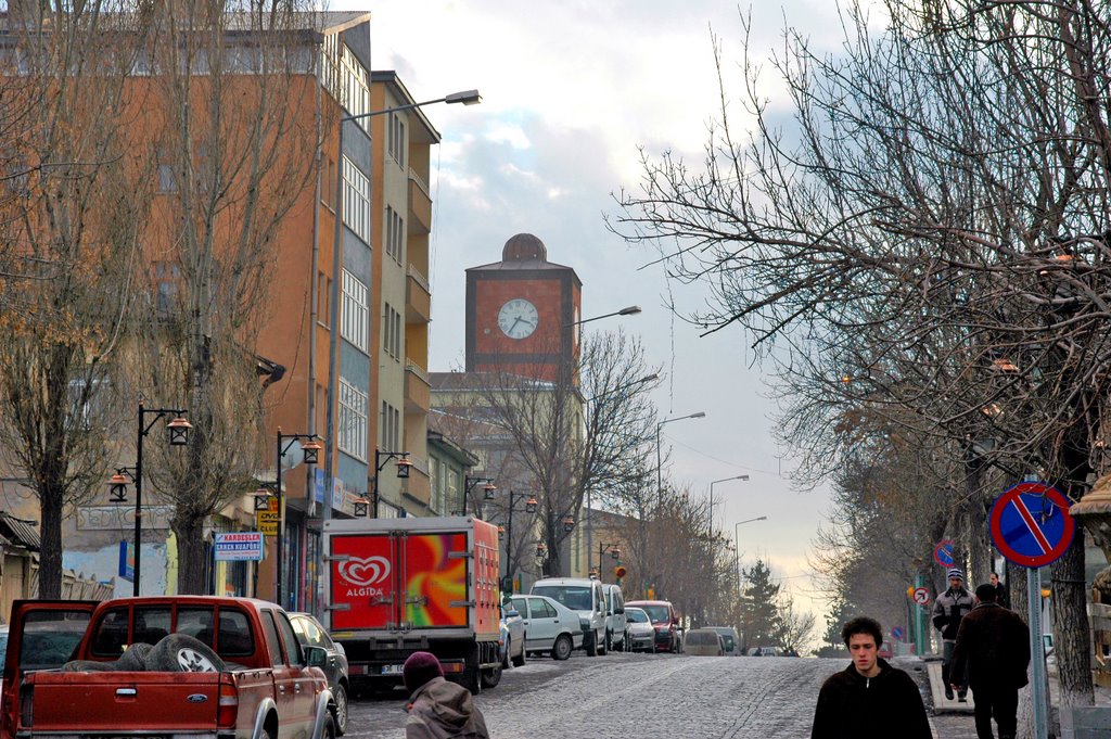 Clock Tower in Prof.Metin Sozen Street, Kars by Seref Halicioglu