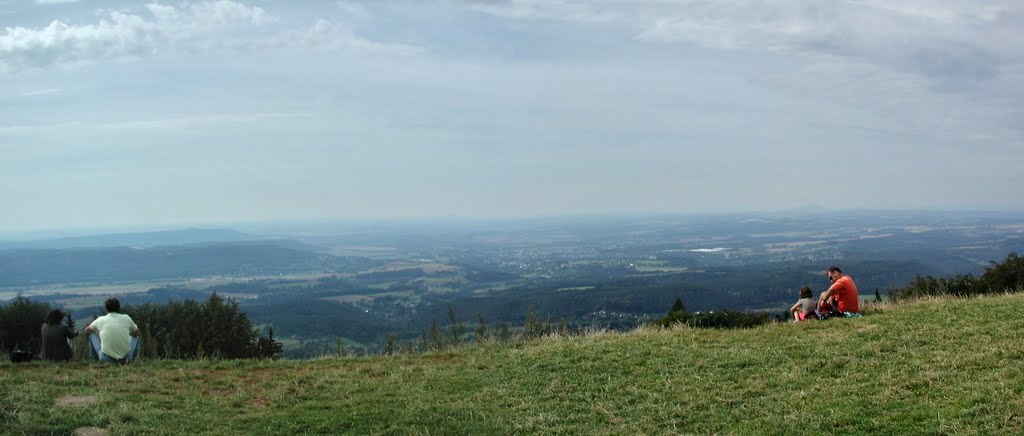 Na vrcholu Kozákova, 744 m.n.m, zamžený pohled na Turnov (there down is my hometown Turnov) - Český ráj by Rodrich