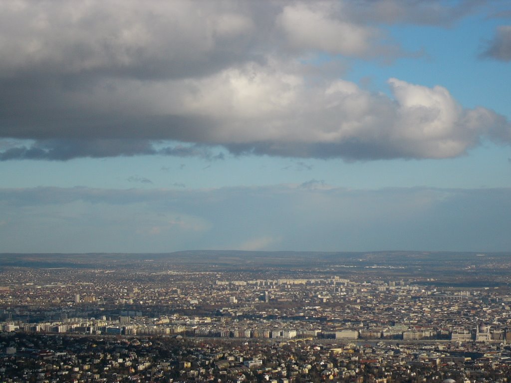 View of Budapest from Erzsébet outlook tower by GyurIca