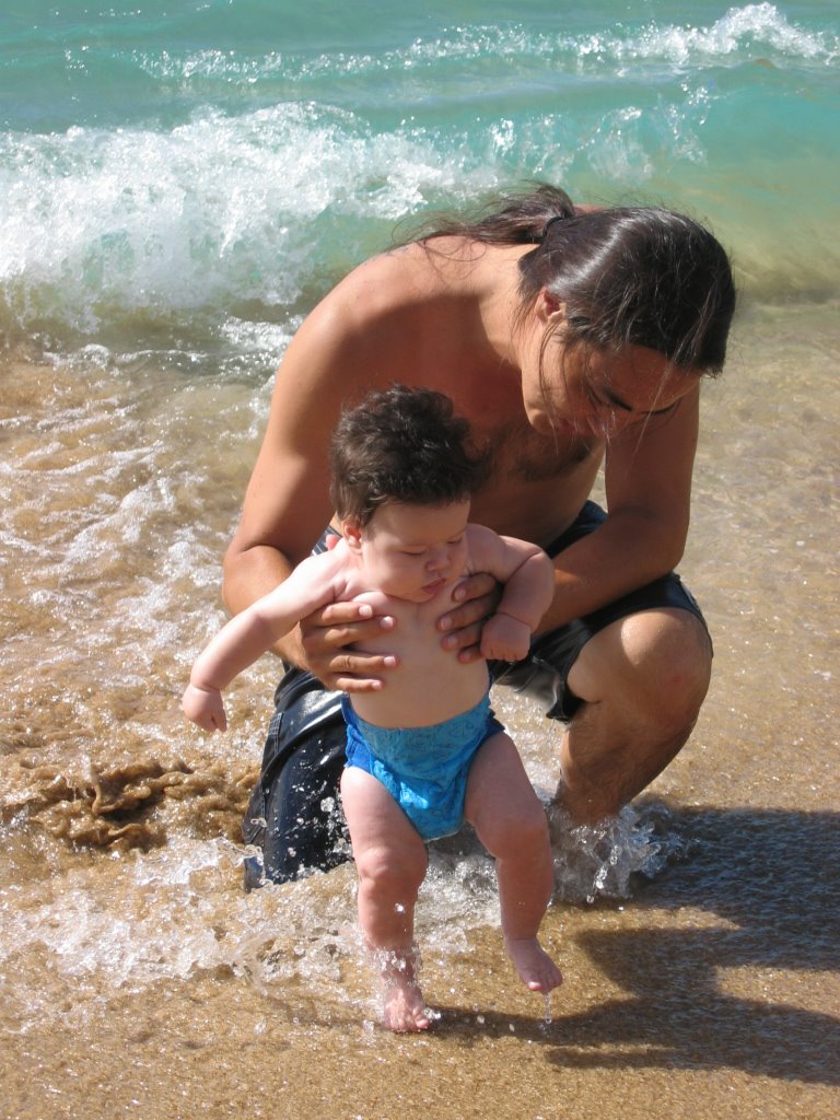 Tyler and Dad playing in at the beach by AlanVidal