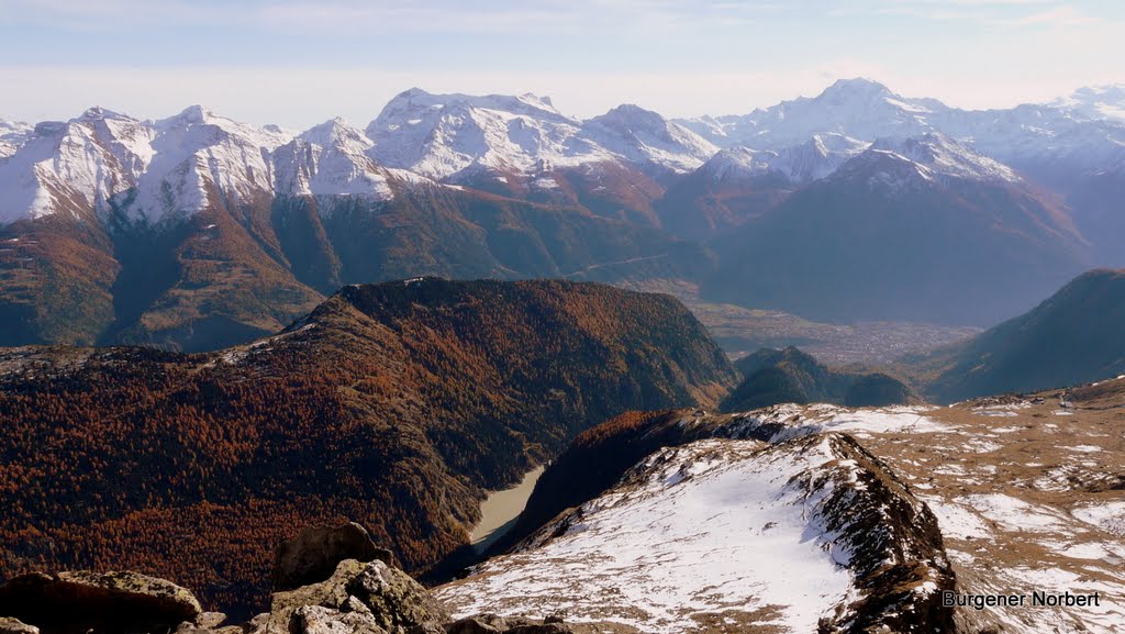 Tiefblick nach Brig / Glis. Unsere Heimat,da sind wir zuhaus. by Burgener  Norbert