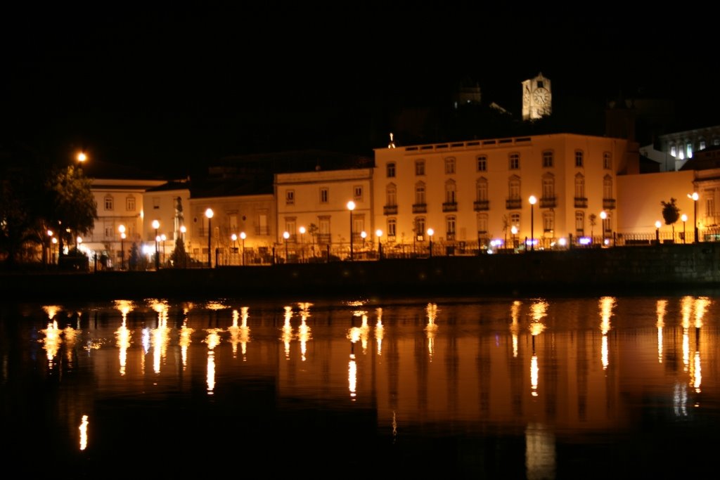 Lit Buildings on River Gilao by Dieter Hoffmann