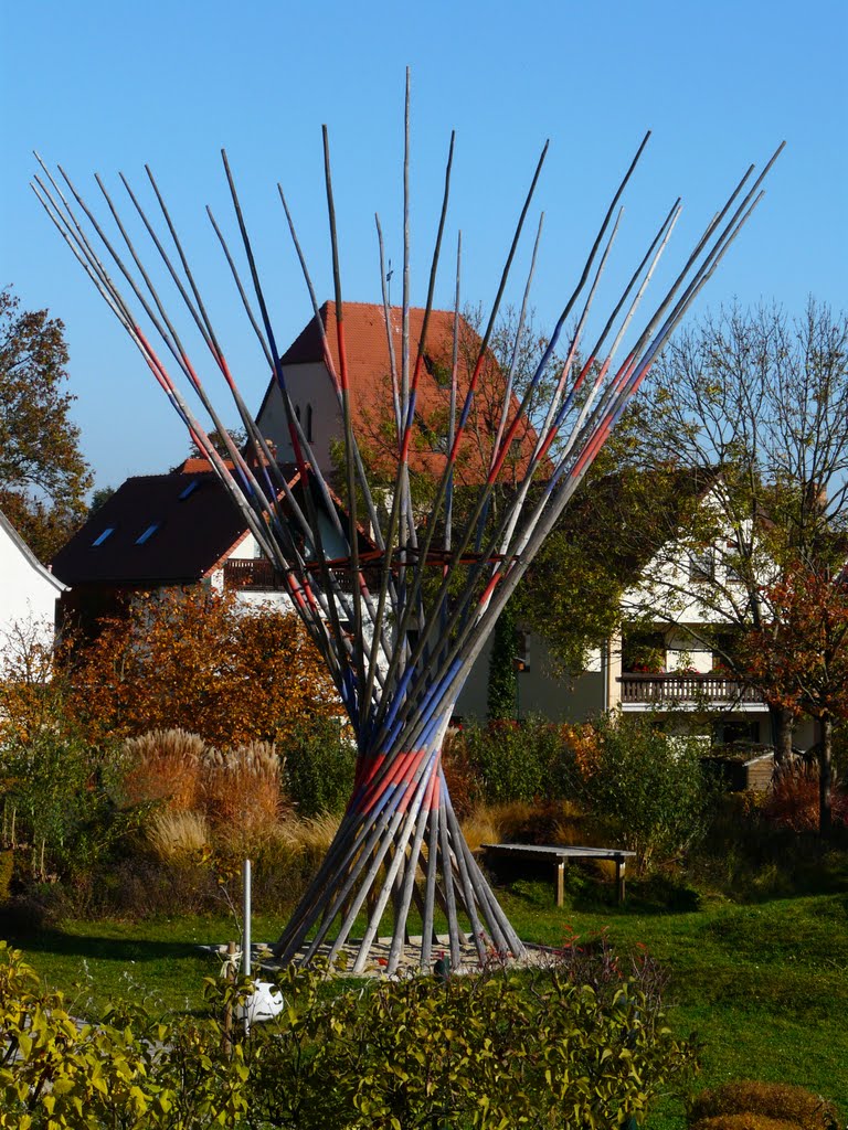 Mega-Mikado mit Schillerkirche in Jena by Susanne Rommel