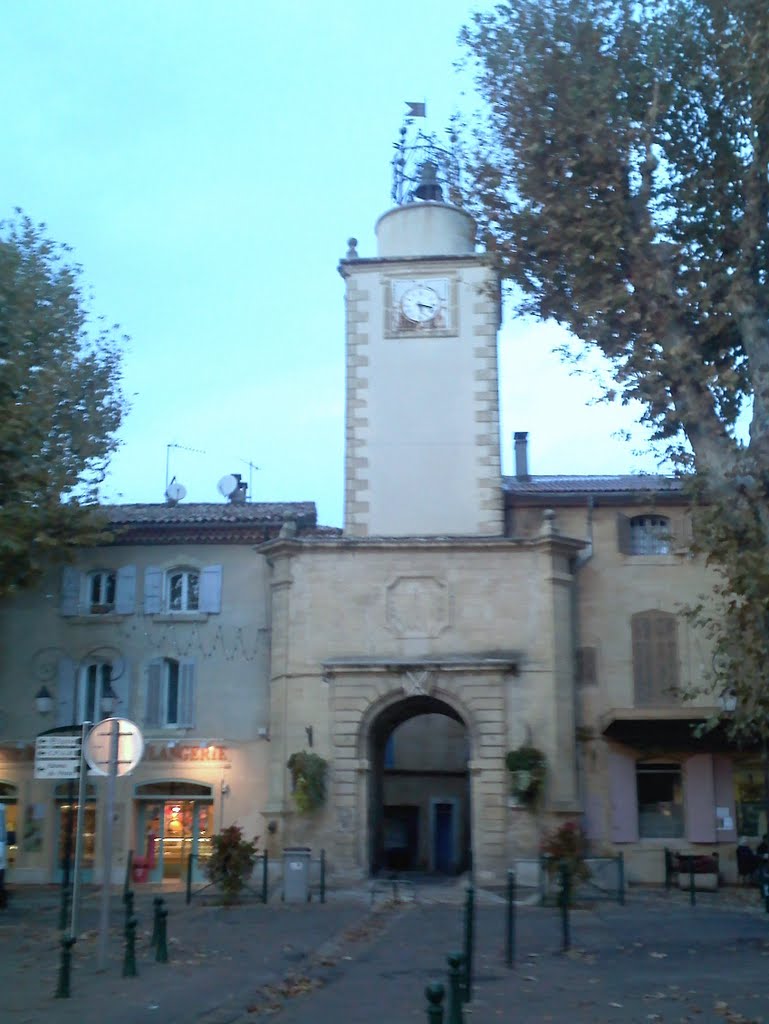 L'horloge et son clocher une soirée d'automne... by Martine Vallès