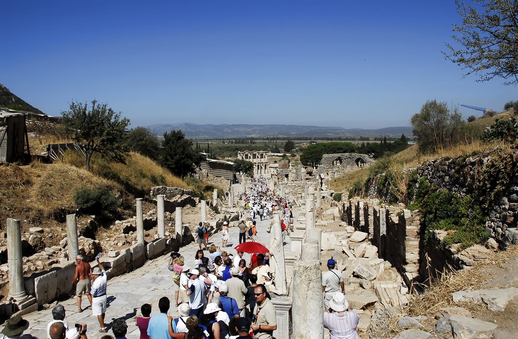 Looking down Curetes Street towards the Library of Celsus by Fred Henstridge