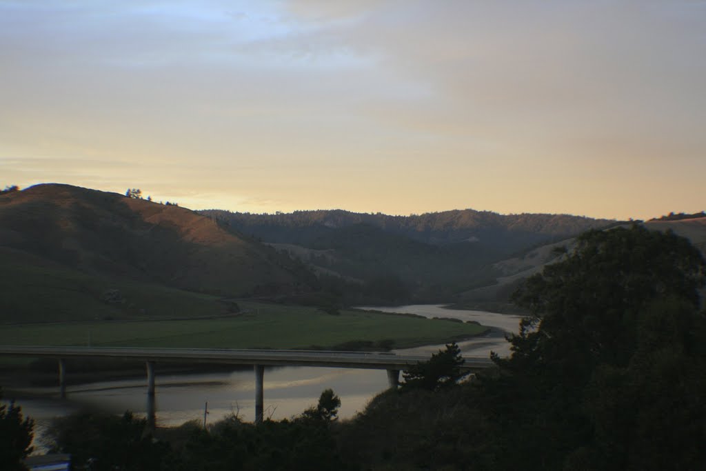 Russain River and Coas Hwy 1 Bridge of Jenner. Sonoma Coast State Beach by jan simonsen